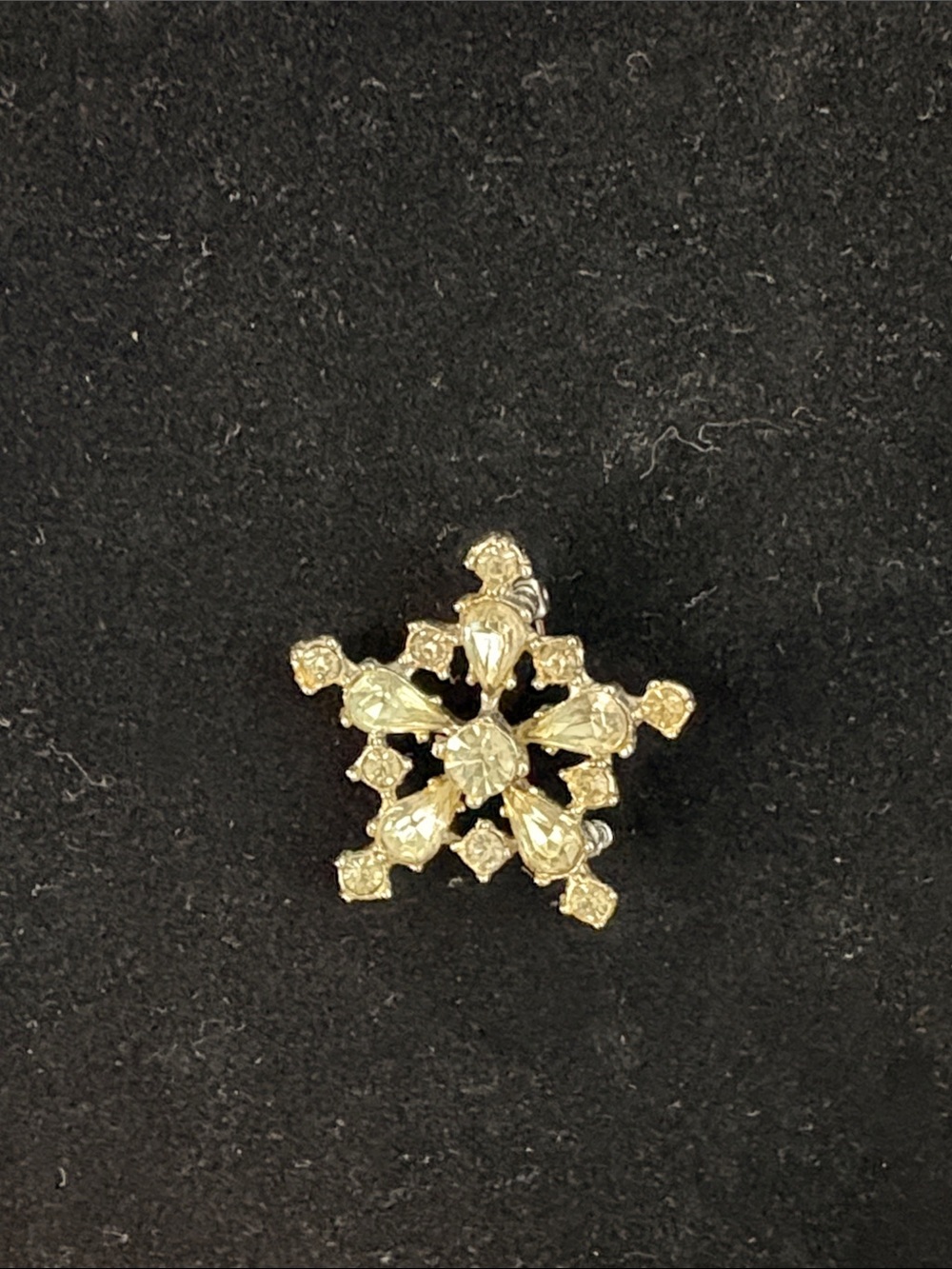 Gold Snowflake Crystal Pin Brooch
